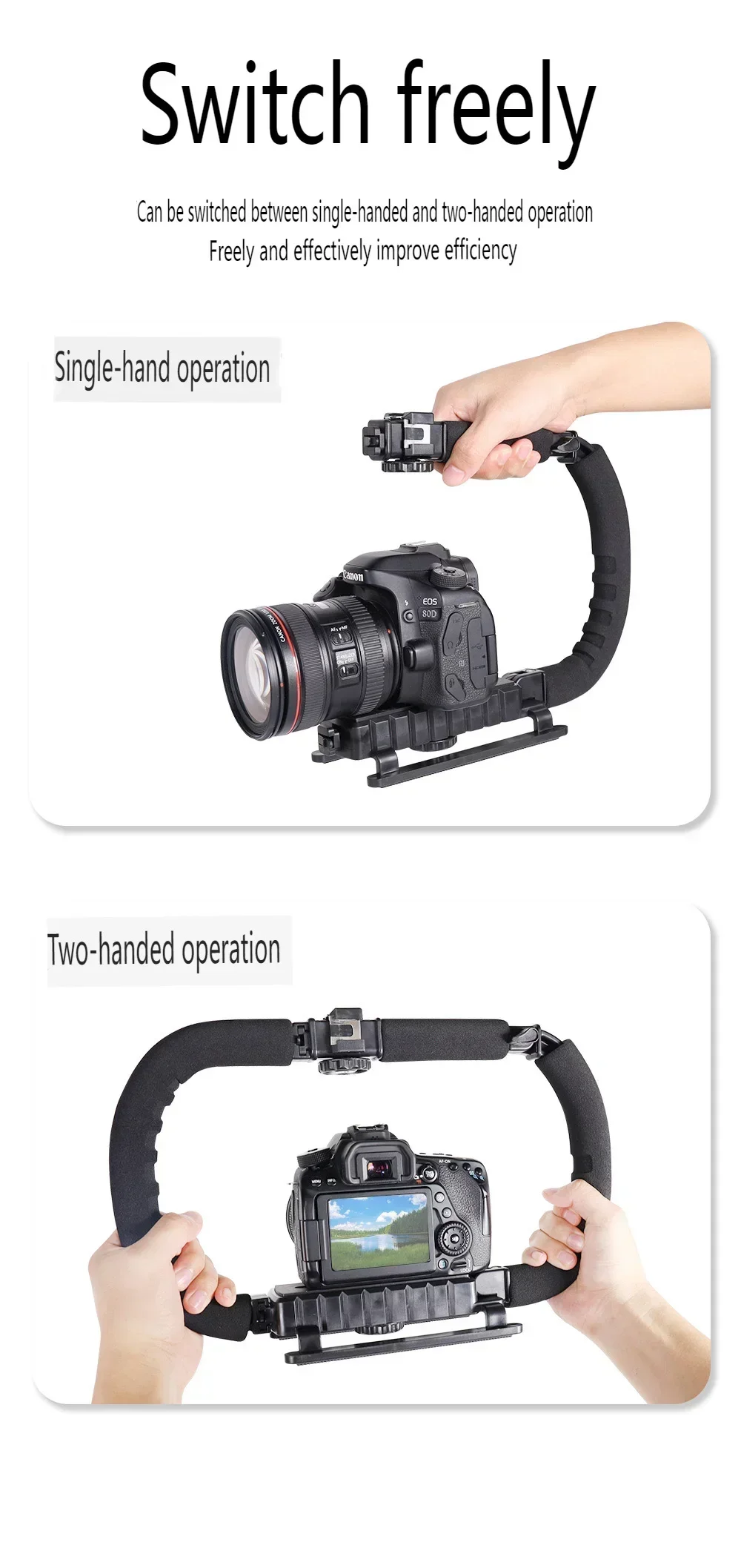 ABS Camera Grip Stabilizer Expansion Cage Mount for Adventure Handheld Camera Bracket for Perfectly Smooth Footage