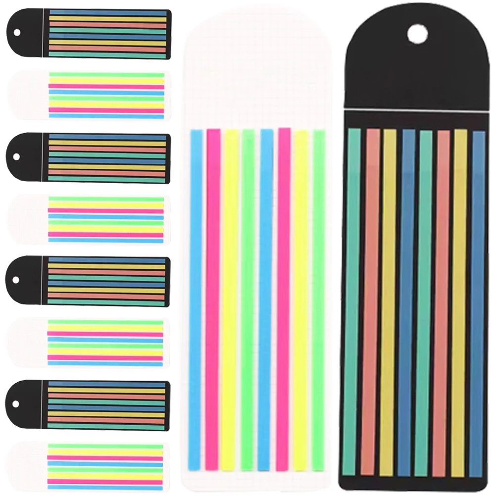 10 Sheets Colorful Transparent Highlight Strips Portable Reading Strips for Focus Study Office School Supplies Sticky Page