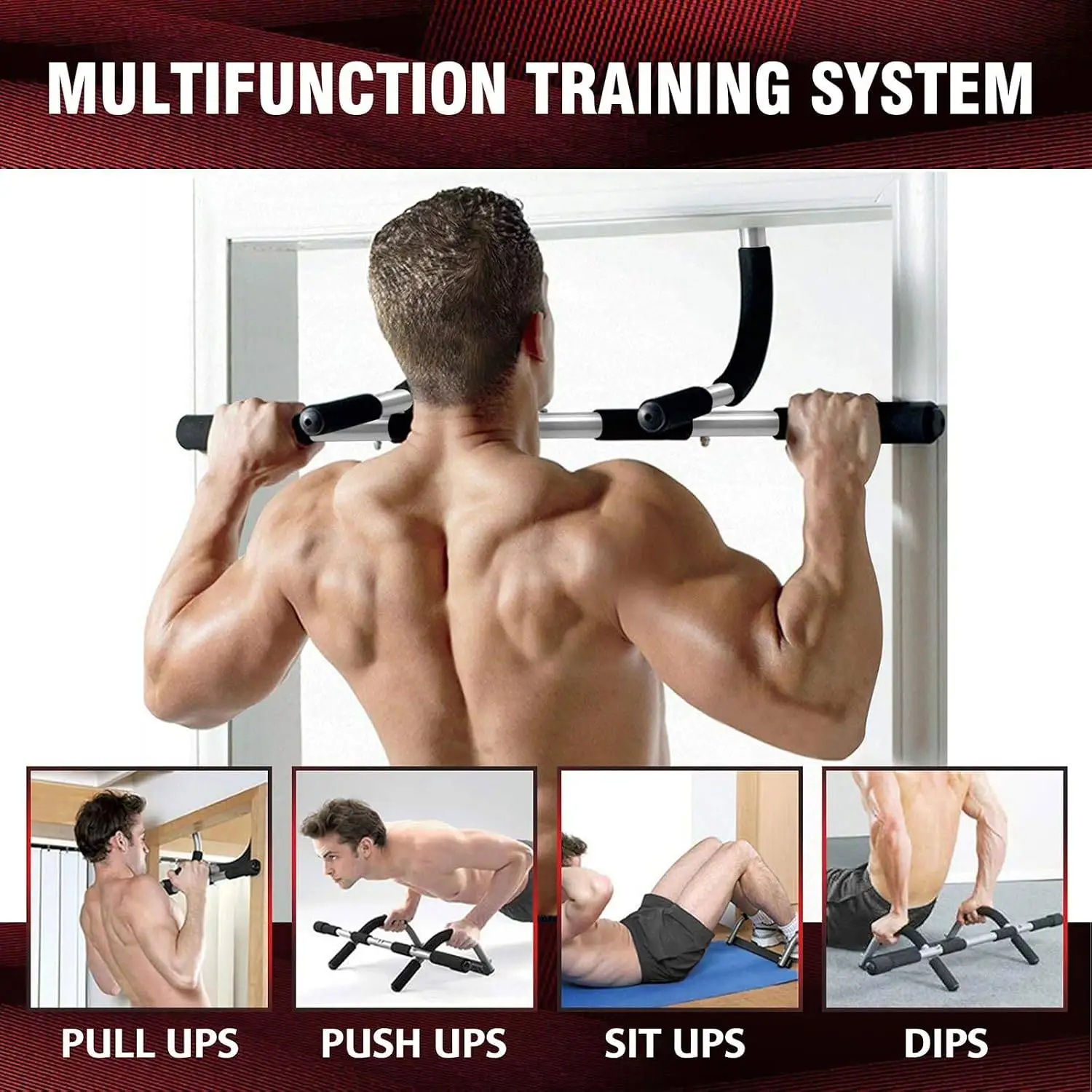Verstellbare Klimmzugstange für das Heimtraining, Fitness-Studio, Türrahmen, horizontale Klimmzugstange, Sport- und Fitnessgeräte – Detail 6