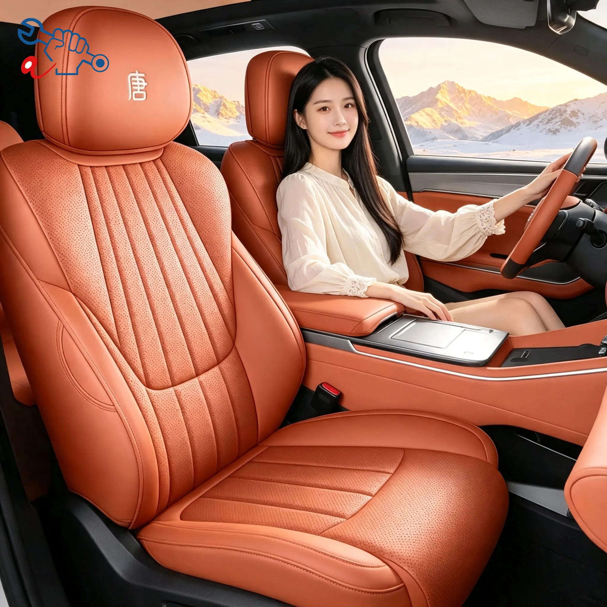 Left-Drive Car Seat Cover For BYD Tang L Atto 8 2025-2026 All Season Seat Cushion Custom Fit Full Surround Protective Covers