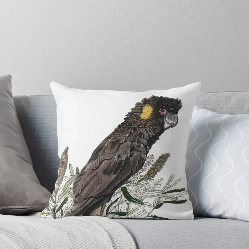 Cockatoo Yellow Tailed Black Australian Bird Banksia Throw Pillow Sofa Cushion Cover Christmas Pillow Christmas Pillows pillow