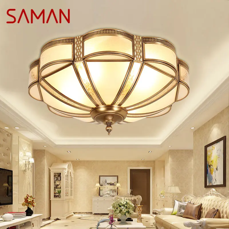 

SAMAN Modern LED Brass Ceiling Lamp Vintage Creative Luxury Fixtures Light Decor For Home Living Room Bedroom