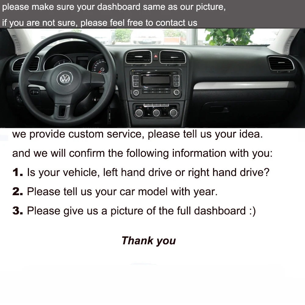 

Custom Car Dashboard Cover Wrap in Alcantara for Volkswagen VW Golf 6 GTI 2010-2012 Mat Shade Cushion Pad Carpets Accessories