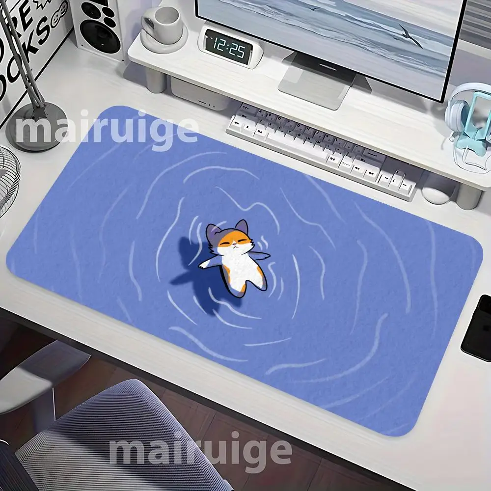 Water Cat Fish Mouse Pad Large Computer Office Game Table Mat XXL Rubber Anti-slip Stitched Edge PC Keyboard Mats Long Desk Pads
