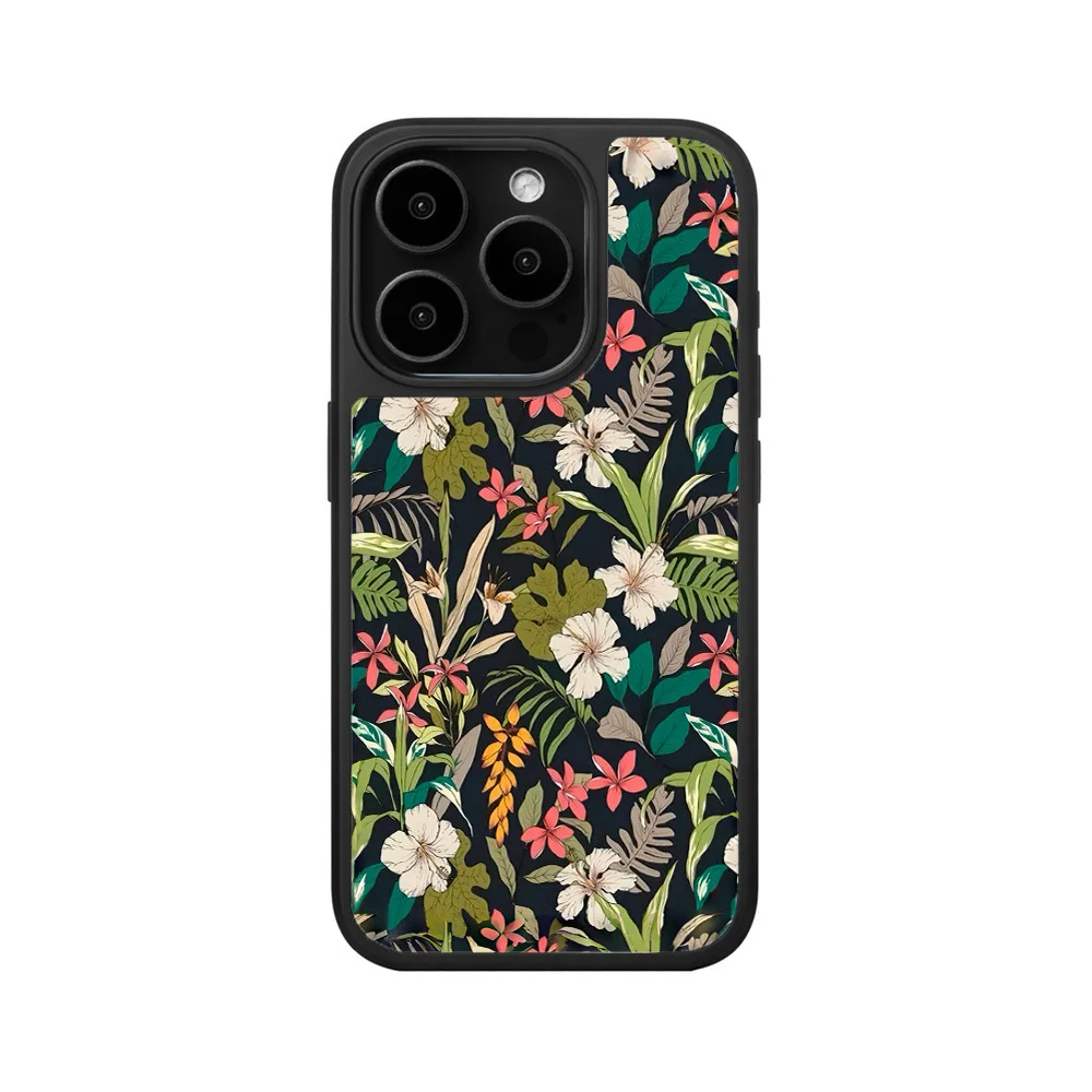 Oil Painting Flower Illustration Black Frame Case for IPhone 16 15 14 13 Pro Max Back Phone Cover for 12 11 Pro 16 Plus Cover