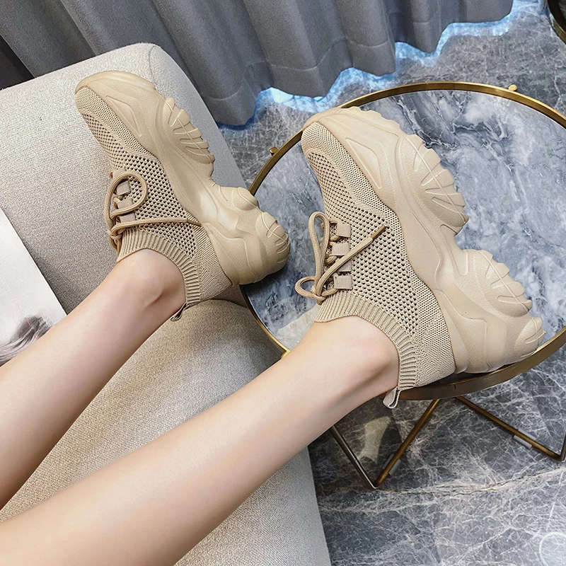Summer New Ins Fly - knitted Shoes, Mesh - ventilated Dad Shoes, Women's Casual Sports Shoes view 3