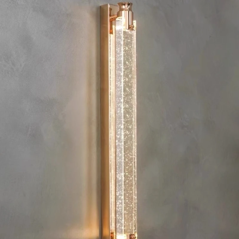 ما بعد الحداثة الفاخرة شريط طويل كريستال وحدة إضاءة LED جداريّة مصباح التصميم الداخلي ديكور صالون غرفة نوم الممر الممر تركيبات الإضاءة السرير