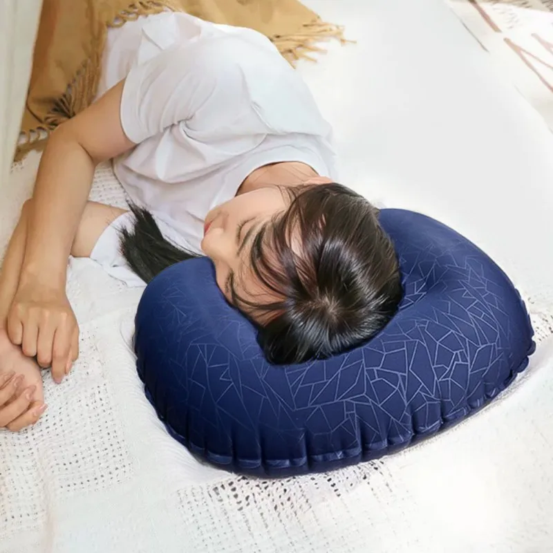 Inflatable Camping Pillow  Cervical Pillows Portable Manual Press Travel Pillow Compressible Lumbar Support Pillow For Hiking