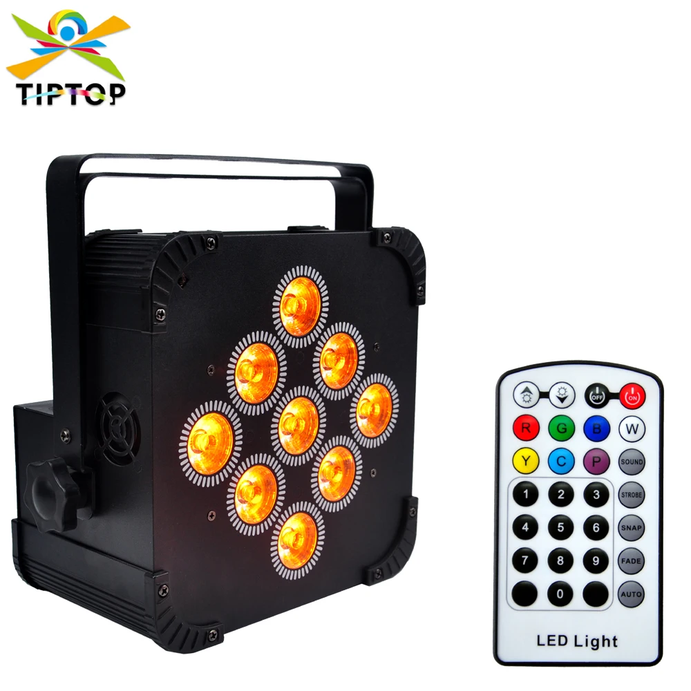 TPITOP Freedom Par RGBWA UV 6IN1 LED Wireless Stage Wash Up-Light 9x18W Flood Light Rechargeable Lithium Battery 13500MAH