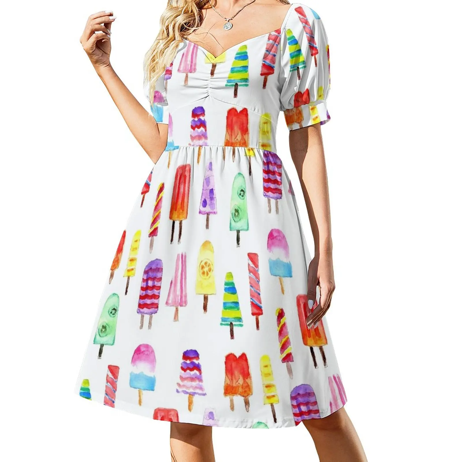 Misty Colorful Watercolor Hand Drawn Popsicles Dress dresses for prom dresses for women birthday dresses for women Female dress