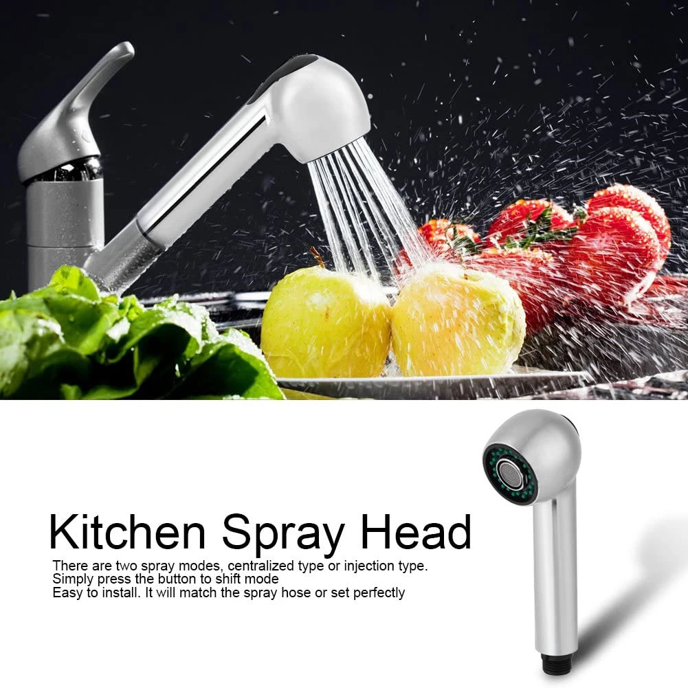 Replacement Spray Shower Head for Pull-Out Kitchen Mixer Tap ABS Construction Dual Spray Rain and Bubbling Style
