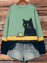 Women's Funny Animal Printed Sweatshirt 3D Print Crew Neck Long Sleeve Tops Summer Casual Women's Clothes Apparel Y2K Streetwear