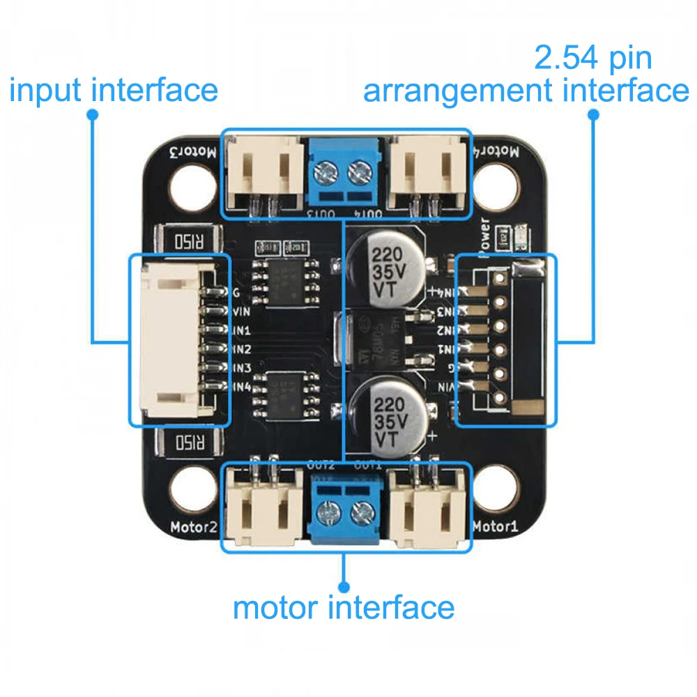 1PC DC5V Dual-channel Motor Drive Board DC Stepper Motor Intelligent Vehicle Robot Accessories Driver Module PH2.0 Interface