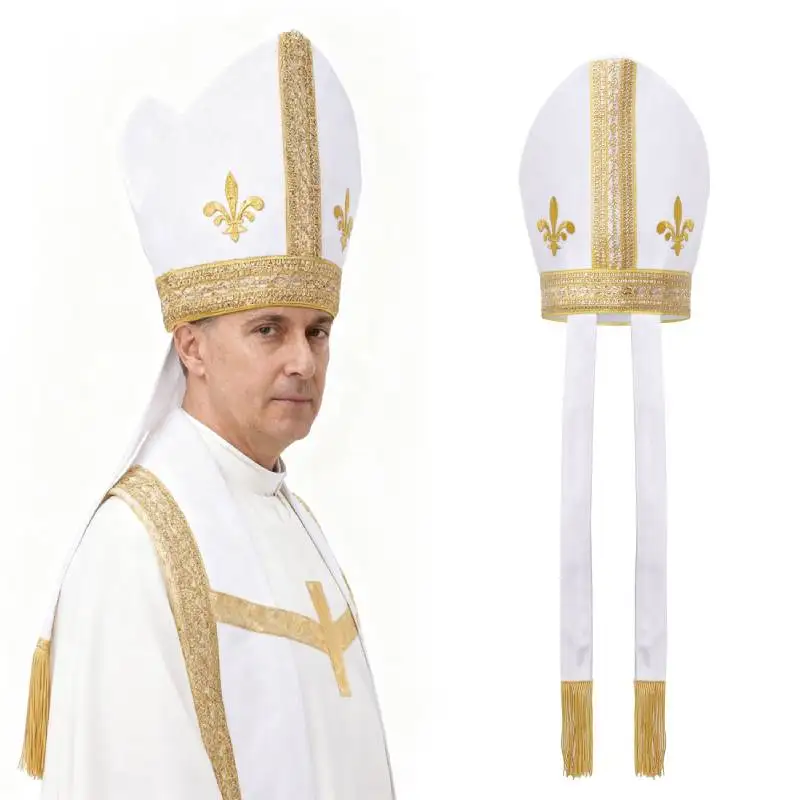 DAZCOS Adult Bishop Hat Catholic Cardinal Priest Pope Hats Saint Mitre ...