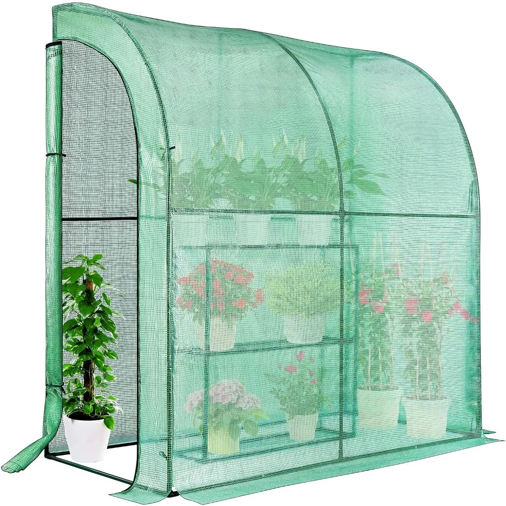 

Greenhouse Garden Portable Wall House with Green PE Cover and Shelf, Compact Garden Planting, Home, Free Shipping, 79x39x83-Inch