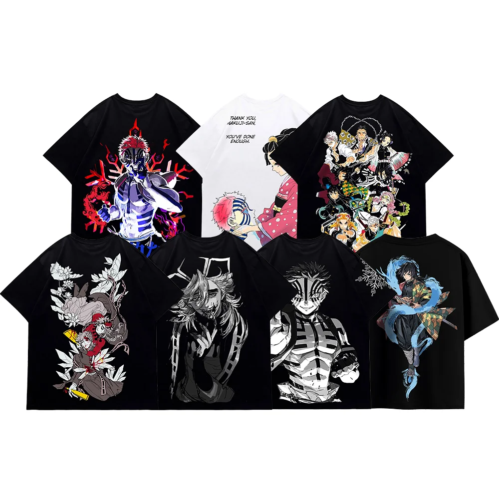 Neue Mode Anime Slayer Dämon 3D-Druck Kurzarm-Tops Sommer Vintage Unisex Manga Atmungsaktives T-Shirt Japanisches Klassisches Tee