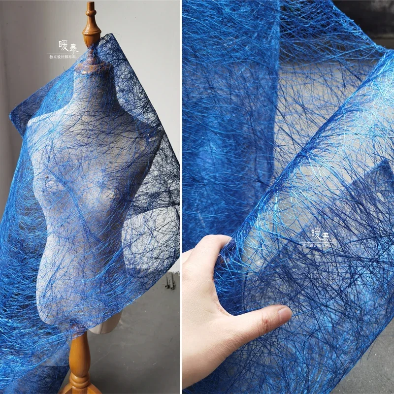 Indigo Plant Net Fabric for Diy Designer Handmade Dyed Special Wedding Style Stage Decoration Props Accessories Cloth Wholesale