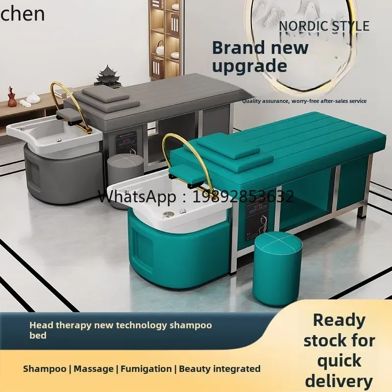 YFY Shampoo bed water circulation fumigation head treatment bed beauty salon special flush ceramic basin