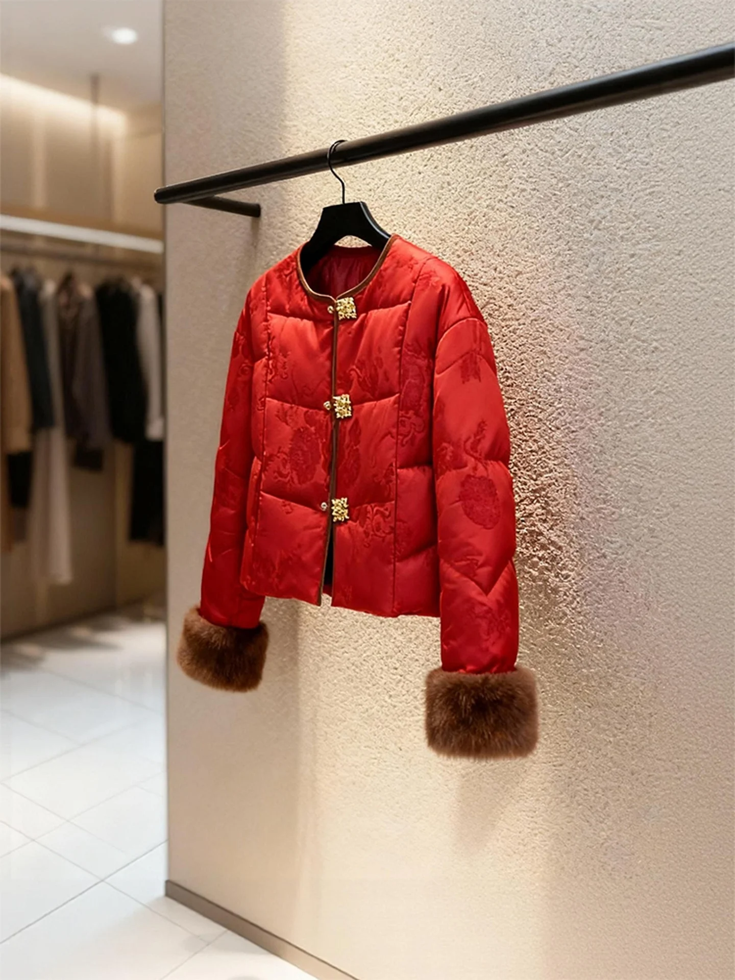 Sli Roter Wintermantel Chinese National Sle Cisas Neujahr High End Feeling Damen Daunenjacke Warm Thiened Ort M...