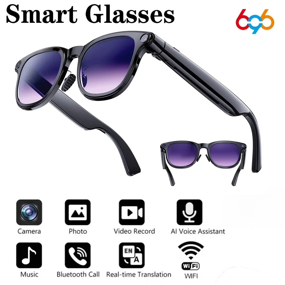 

Bluetooth Call Sunglasses Men Smart Glasses AI Assistant Real-time Translation Eyewear Camera Shoot Audio Video Music Player