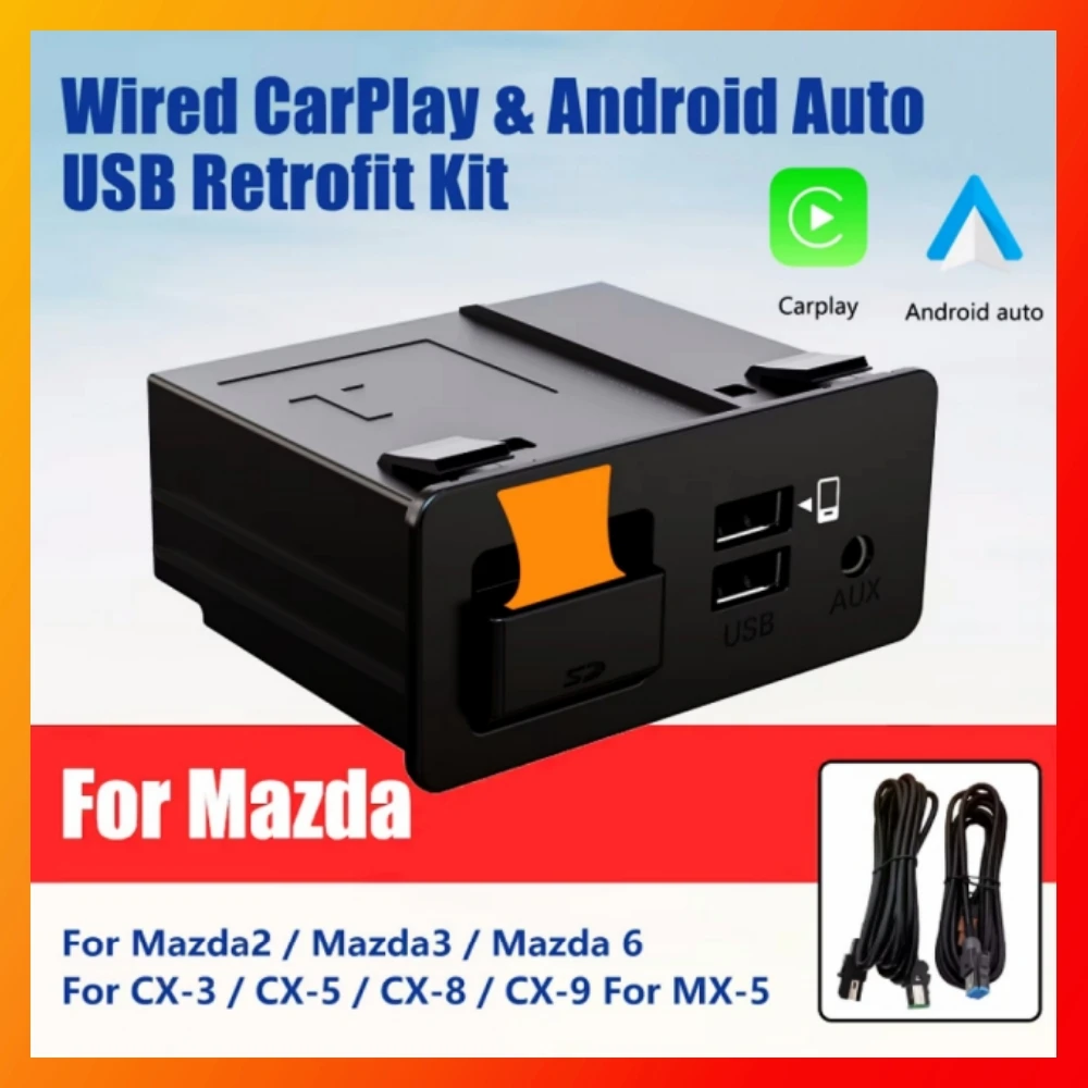 New Upgrade CarPlay Android Auto USB Hub OEM to modify For Mazda 3 2 6 CX3 CX5 CX8 CX9 MX5 Original Radio TK78669U0C Carplay Kit