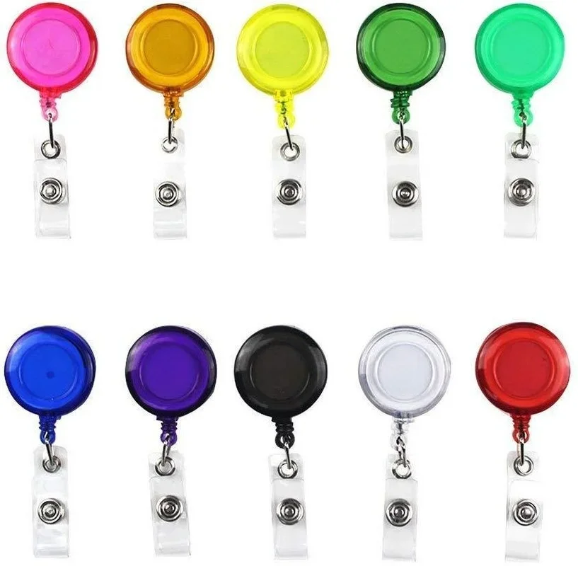 2pcs/set Retractable Badge Reels Card Clips for ID Tag Name Badge Holder Pass Business Employee's Work Card Holder Clip Reel