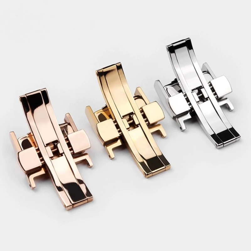 14mm 16mm 18mm Stainless Steel Butterfly Buckle for Longines L2 L3 L4 Leather Watchband metal Folding Clasp Watch accessories