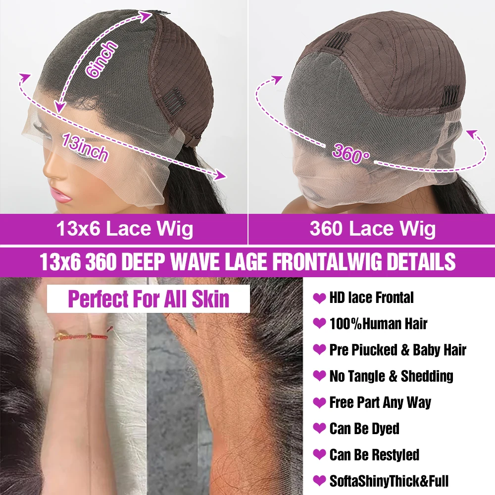 HD الدانتيل الباروكات 100% شعر الإنسان موجة الجسم المائي 13x6 HD الدانتيل الباروكات الأمامية 360 كامل الدانتيل الجبهة باروكة من شعر طبيعي 300% الكثافة للنساء