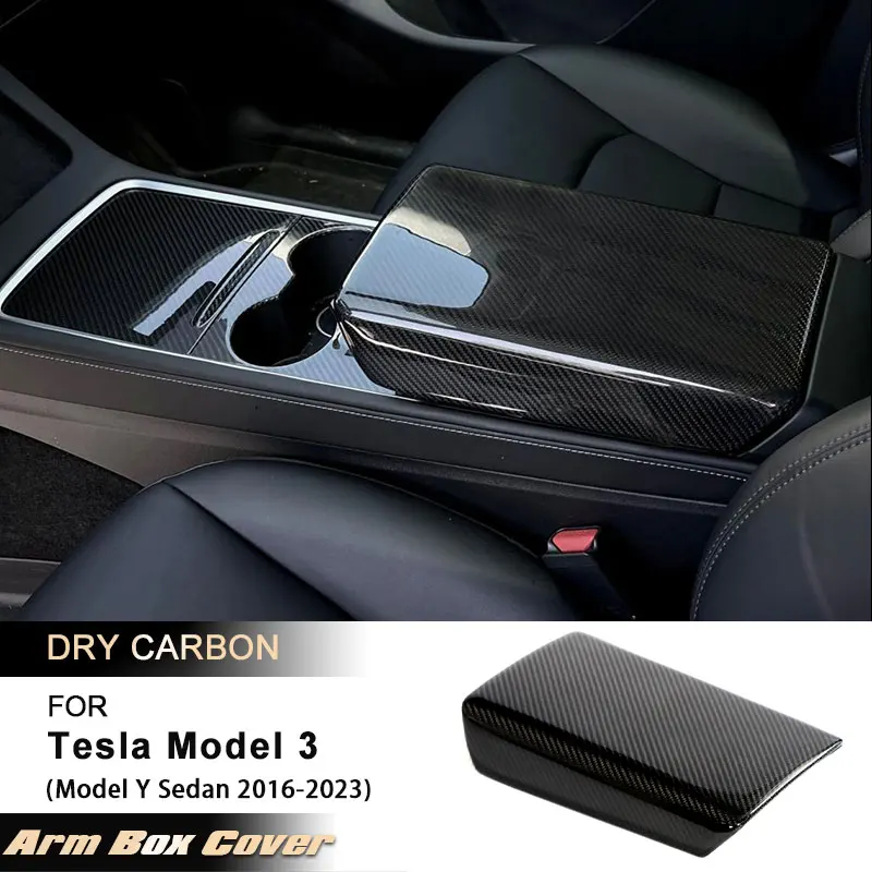 

Car Central Control Armrest Box Cover for Tesla Model 3 Model Y Sedan 2016-2023 Armrest Case Interior Trim Prepreg Dry Carbon