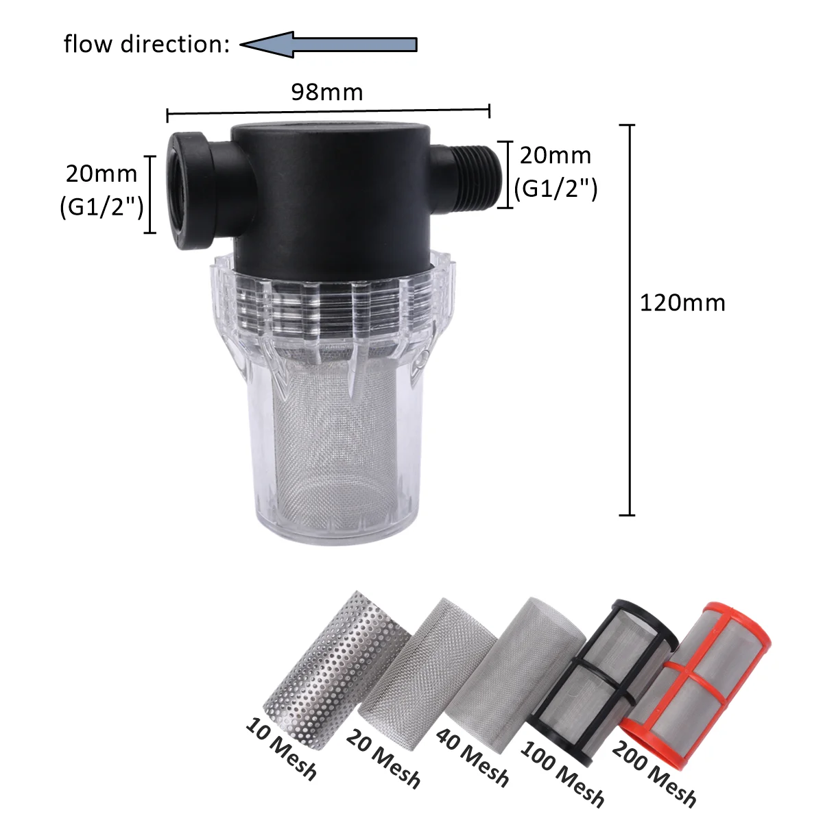 1 قطعة 1/2 "3/4" 1 "موضوع تصفية مياه الفولاذ المقاوم للصدأ حديقة الري سقي أنظمة التغشية مرشح الري بالتنقيط