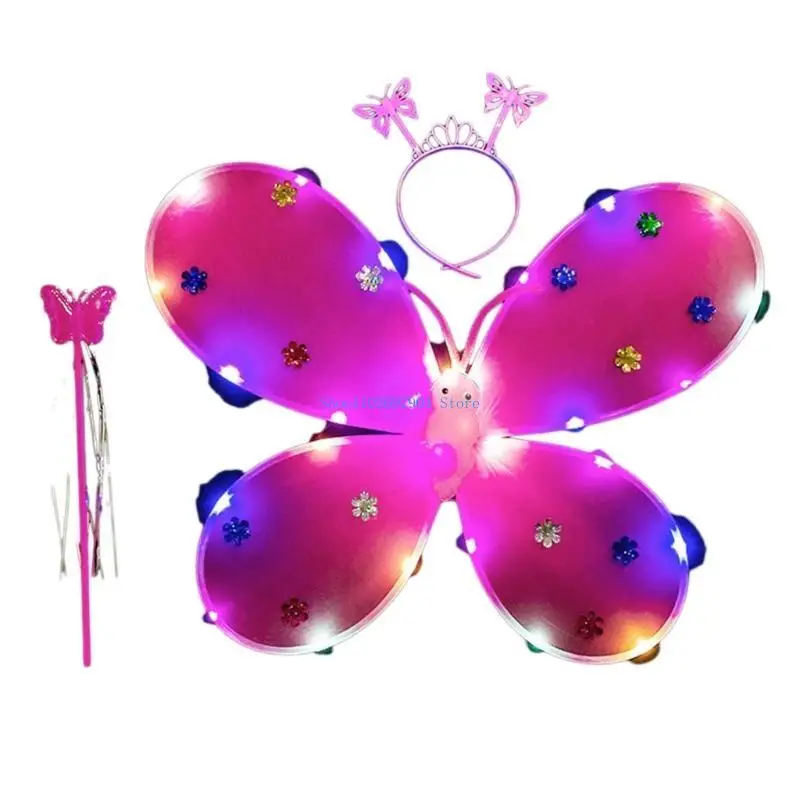 N7YF スパークリングエンジェルウィングドレスアップライトアップドレスアップコスプレ衣装女の子子供用