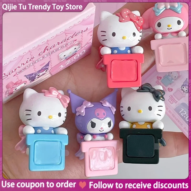 Figurine Hello Kitty en boîte mystère, authentique et en stock, avec nœud et motif cœur, adorable et tendance, cadeau mignon pour fille, surprise de vacances