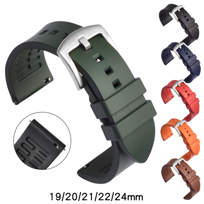 FKM Fluoro Rubber Watch Band Men Women Sport Diving Silicone Bracelet for Omega for Seiko Rolex Water Ghost Strap 20mm 22mm