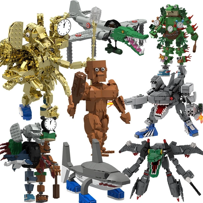 القرش اللبنات الخشبية Stickman AI شان هاي جينغ تونغ تونغ الصحور لعبة الإبداعية للمنزل ديكور للطاولات هدايا أعياد ميلاد للأطفال