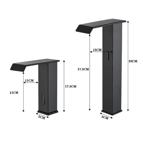 Smart sensor badrumsblandare intelligent svart automatisk avkänning mässing kallt varmvattenblandare vattenfall kran däckmontering 11 best sales smart kran - №9