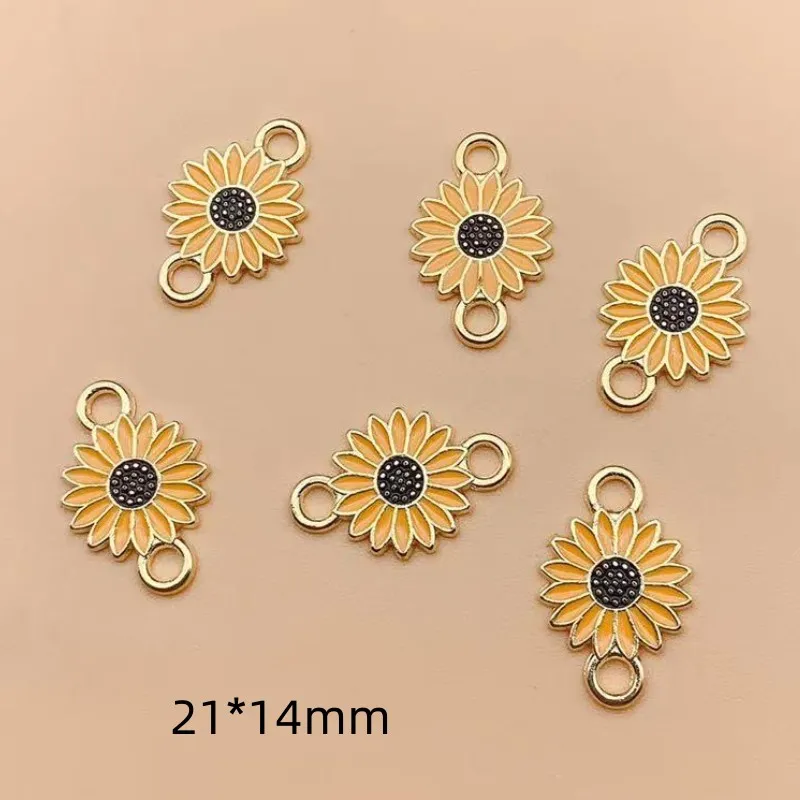 10Pcs Gold Color Sunflower Flower Charm Connectors for Jewelry Making Bracelet Findings Accessories DIY Craft