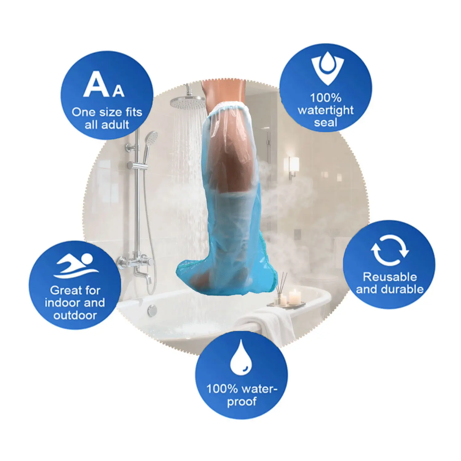 

НОВЫЕ медицинские чехлы для ног для взрослых для душа, водонепроницаемая повязка для душа и литая защита для душа и ванны, водонепроницаемая