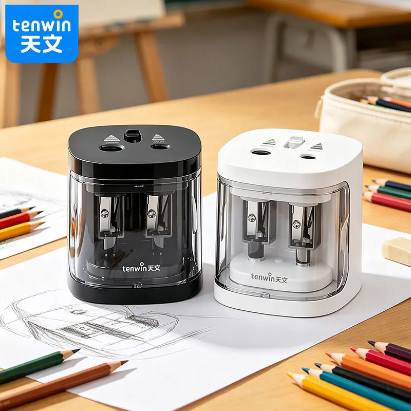 Tenwin The electric pen sharpener is a low-noise and silent pen sharpener, making no noise when doing homework at night