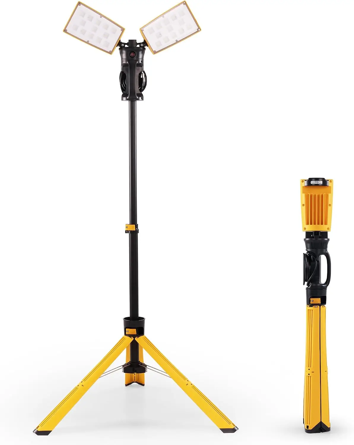 【Upgraded】5000K 15000 Lumen 105 Watt Dual-Head LED Work Light with Telescoping Tripod, Work Light with Stand Rotating Waterproof