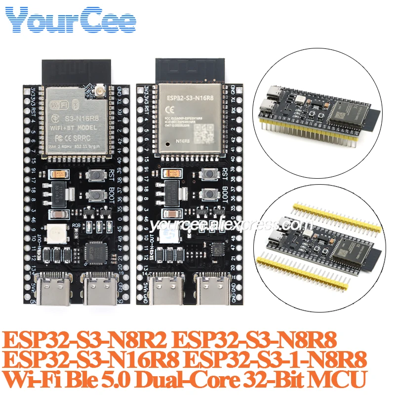 ESP32-S3 N8R2 N8R8 N16R8 Nano Development Board Wireless WIFI Wi-Fi Ble 5.0 Dual-Core 32 Bit MCU Module ESP32S3 ESP32-S3-1-N8R2