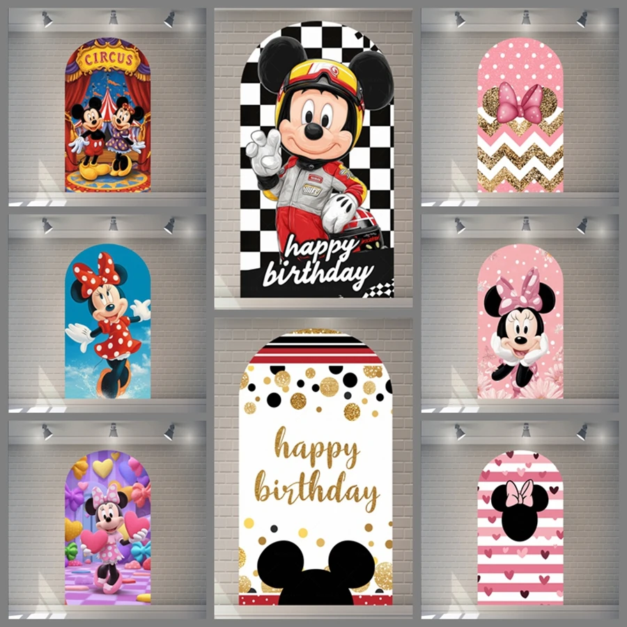 

Mickey Mouse Arch Background Minnie Mickey Donald Duck Children's Birthday Party Baby Shower Decoration Photography Background
