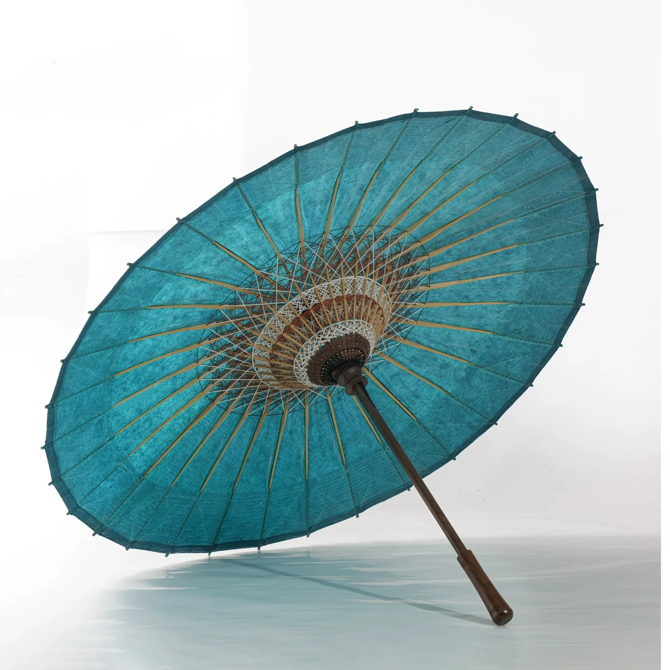 Ancient Peacock Blue Black Walnut Oil-paper Umbrella Intangible Cultural Heritage Pure Handmade Rainproof Weather And Rain Dual-