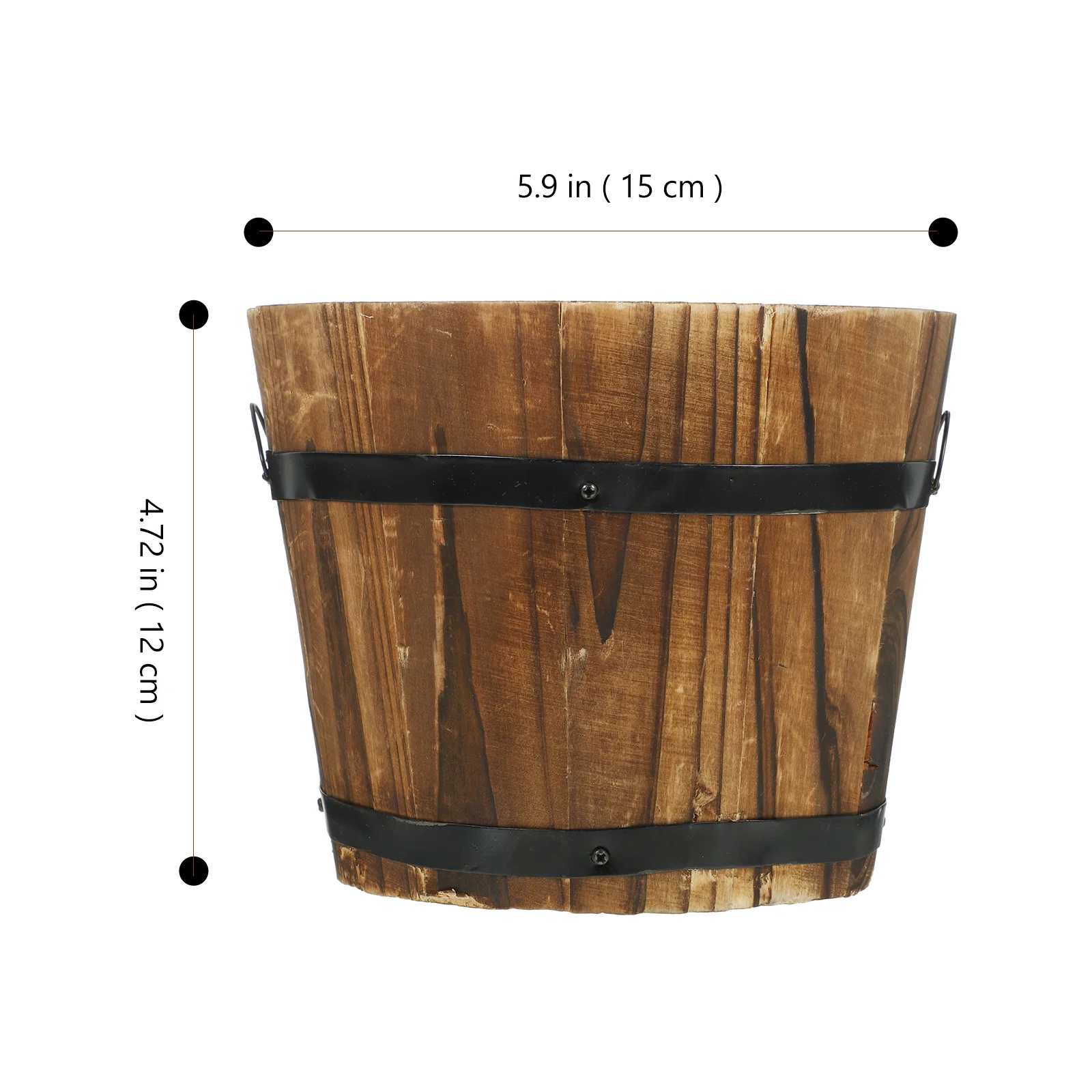 Big Flower Pots Outdoor Large Decor Wood Barrel With Handles Flowerpot Desktop Vase Vintage Style Bucket Shape Planter