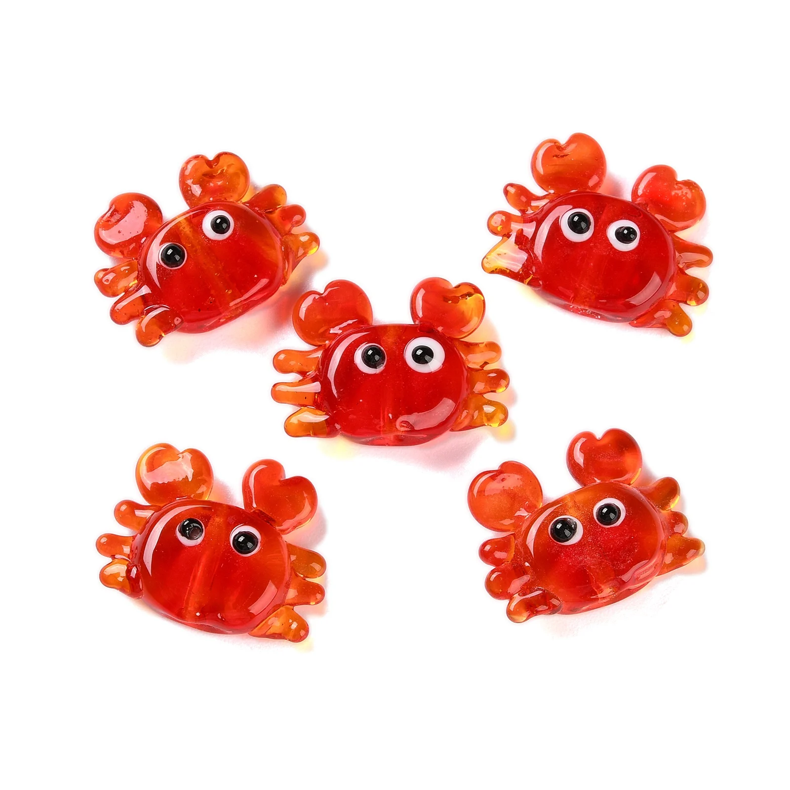 2pcs Red Crabs Shrimp Rabbit Lampwork Glass Beads For DIY Jewelry Making Bracelets Necklaces Accessories Materials