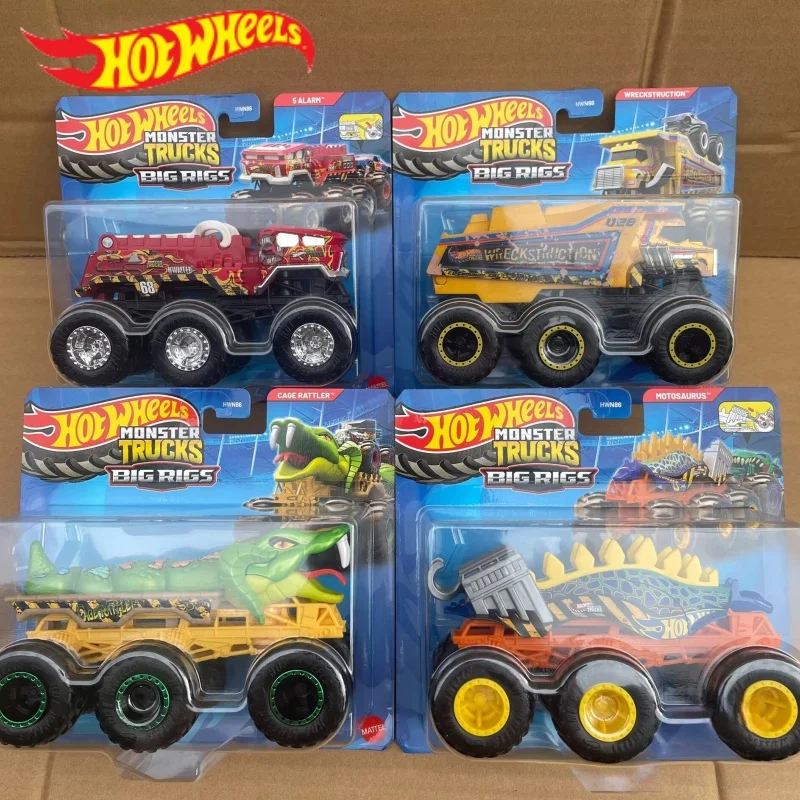

New Original Hot Wheels Car Monster Trucks Big Rigs Wreckstruction Motosaurus 5 Alarm Vehicle Model Toy For Boys Collection Gift