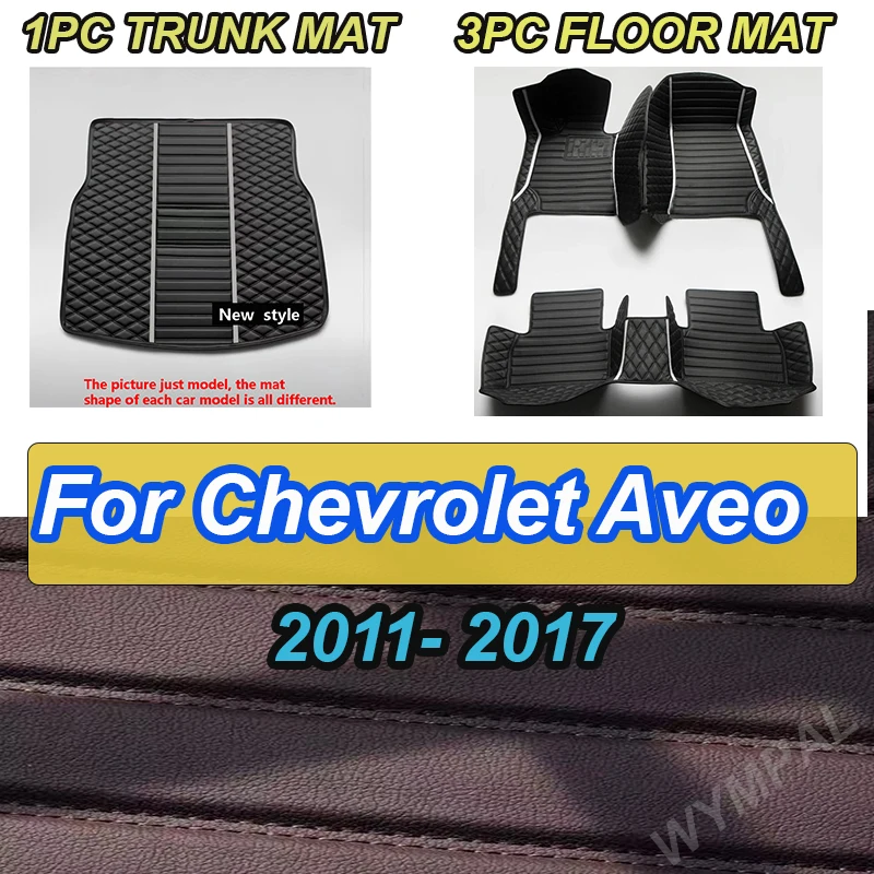 

LUXURY Car Floor Mats For Chevrolet Aveo MK2 Sonic 2017 2016 2015 2014 2013 2012 2011 Auto Accessories Leather Waterproof