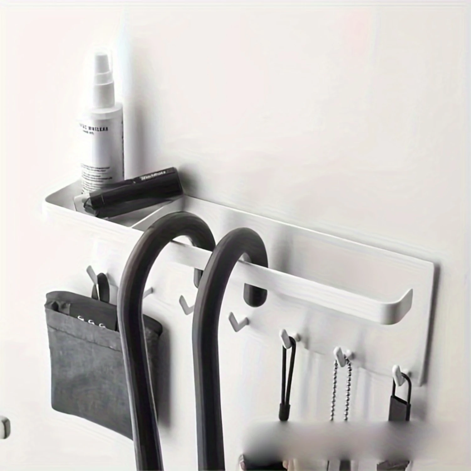 

Металлическая стойка для 1 шт., держатель для зонта и распылителя без сверления, лоток с ключом, настенный органайзер, компактный аксессуар