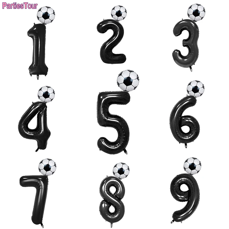2 teile/los 32 zoll Grüne Anzahl Folien Ballons 18 zoll Fußball Helium Ballons Fußball Fußball Geburtstag Parti Sport Themen Party decors – Detail 7
