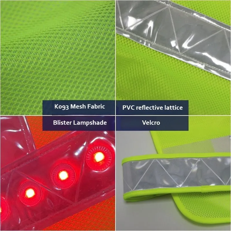 TA-A02 LED With Light Reflective Vest Charging Light Transport Safety Construction Light Vest Breathable Mesh Cloth