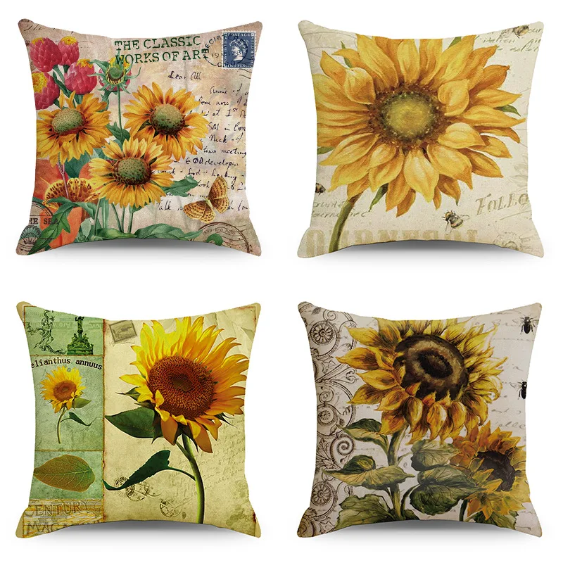 

Summer Sunflower Pillowcase Yellow Flower Pillows Case for Bedroom Bed Sofa Outdoor Garden Chair Pillow Cover 45x45 Home Decor